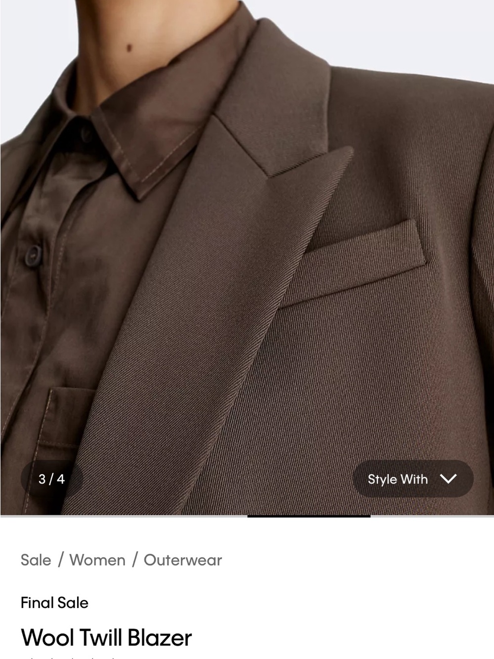 NWOT Calvin Klein Wool Brown Oversized Double-Breasted Blazer - Picture 3 of 7